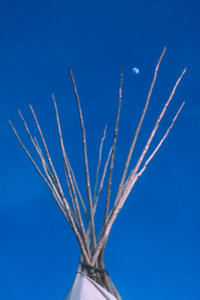 Photo of teepee and moon in New Mexico